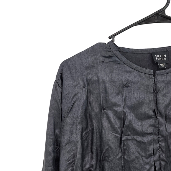 Eileen Fisher Women's 100% Silk Pleated Hook & Eye Front Jacket - M - Picture 2 of 7